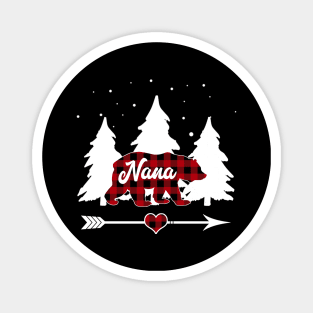 Nana Bear Buffalo Plaid Christmas Matching Family Pajama Magnet